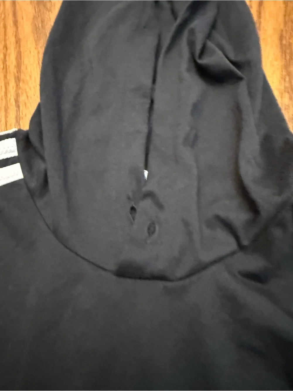 adidas Black Hooded Performance Jacket with White Stripes